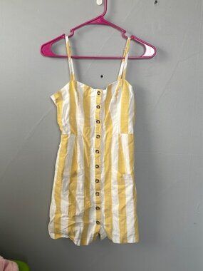 Forever 21 Medium Button Front Striped Mini Dress festival beach boho girly